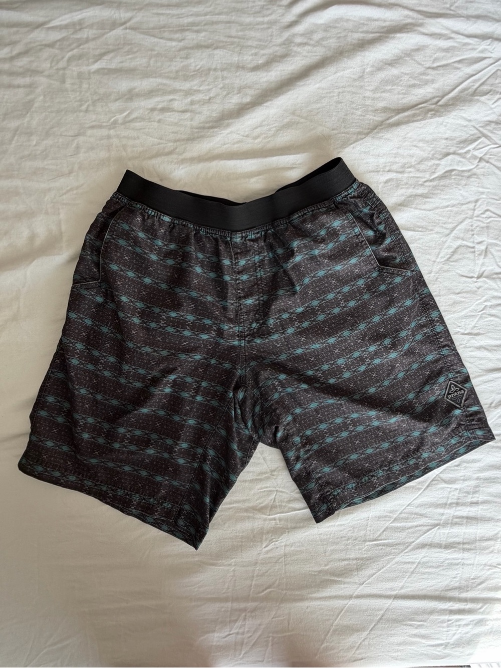 Prana Mojo shorts in a black cenote print
